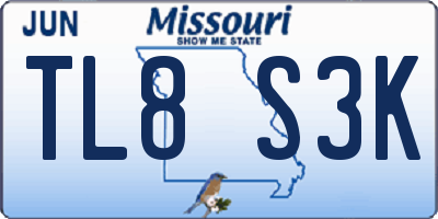 MO license plate TL8S3K