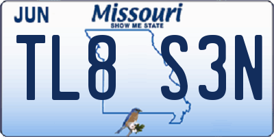 MO license plate TL8S3N