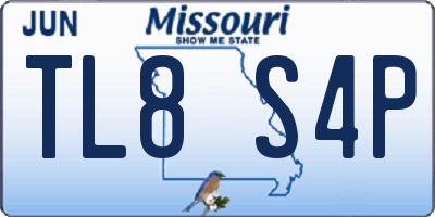 MO license plate TL8S4P