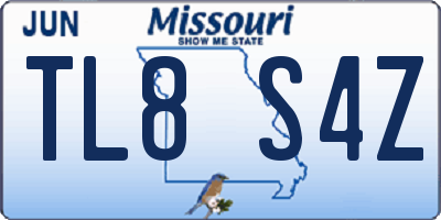 MO license plate TL8S4Z