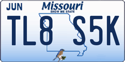 MO license plate TL8S5K