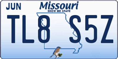 MO license plate TL8S5Z
