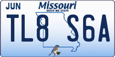 MO license plate TL8S6A