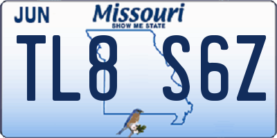 MO license plate TL8S6Z