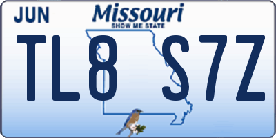 MO license plate TL8S7Z