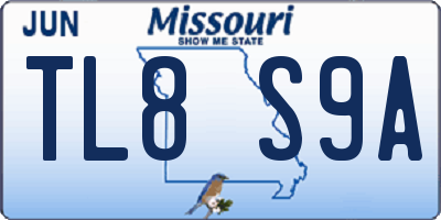 MO license plate TL8S9A