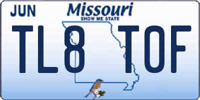 MO license plate TL8T0F