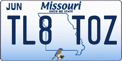 MO license plate TL8T0Z