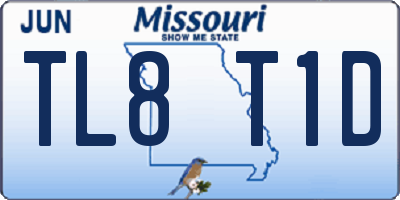 MO license plate TL8T1D