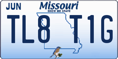 MO license plate TL8T1G