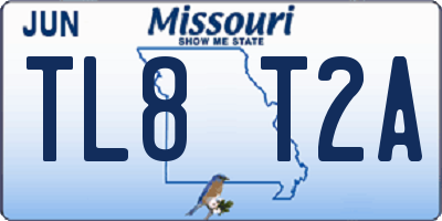 MO license plate TL8T2A