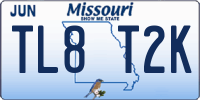 MO license plate TL8T2K