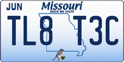 MO license plate TL8T3C
