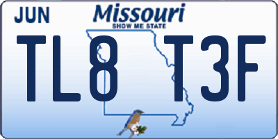 MO license plate TL8T3F