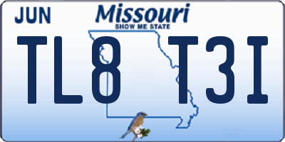 MO license plate TL8T3I