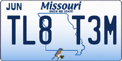 MO license plate TL8T3M
