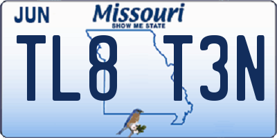 MO license plate TL8T3N