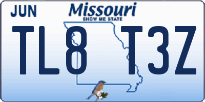 MO license plate TL8T3Z