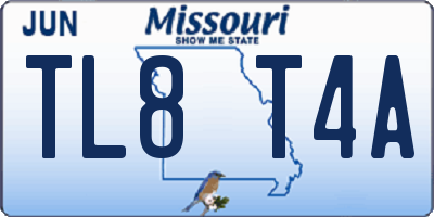 MO license plate TL8T4A