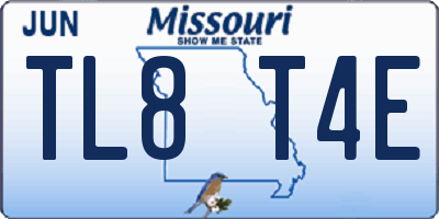 MO license plate TL8T4E