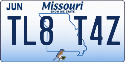 MO license plate TL8T4Z