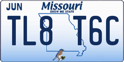 MO license plate TL8T6C