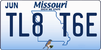 MO license plate TL8T6E