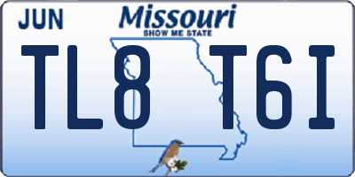 MO license plate TL8T6I