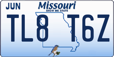 MO license plate TL8T6Z