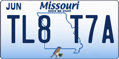 MO license plate TL8T7A