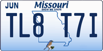 MO license plate TL8T7I