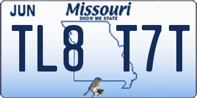 MO license plate TL8T7T
