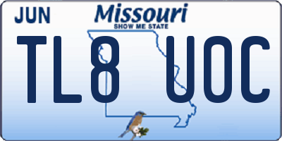 MO license plate TL8U0C
