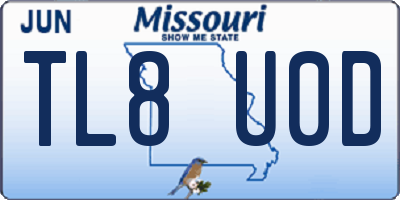 MO license plate TL8U0D