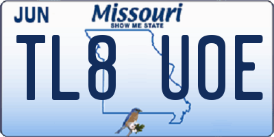 MO license plate TL8U0E