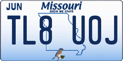 MO license plate TL8U0J