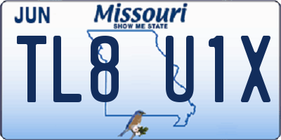 MO license plate TL8U1X