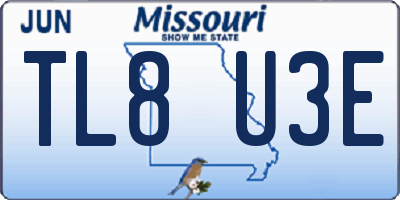 MO license plate TL8U3E