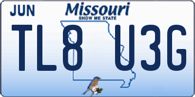 MO license plate TL8U3G