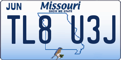 MO license plate TL8U3J