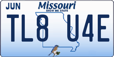 MO license plate TL8U4E