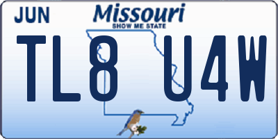 MO license plate TL8U4W