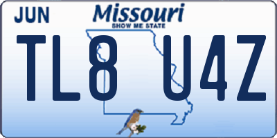 MO license plate TL8U4Z