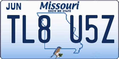 MO license plate TL8U5Z