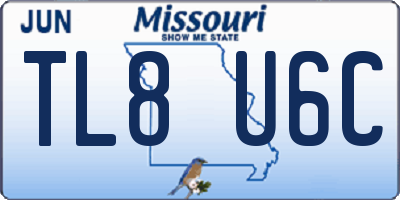 MO license plate TL8U6C