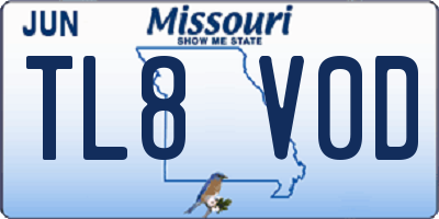 MO license plate TL8V0D