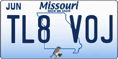 MO license plate TL8V0J