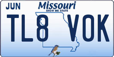 MO license plate TL8V0K