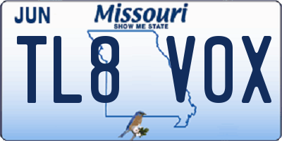 MO license plate TL8V0X