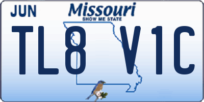 MO license plate TL8V1C
